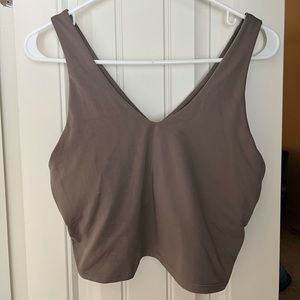 Women's V-Neck Light Support Cropped Sports Bra. All in Motion. -Mauve/Brown